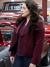 Shifting Gears 2025 Kat Dennings Burgundy Suede Jacket